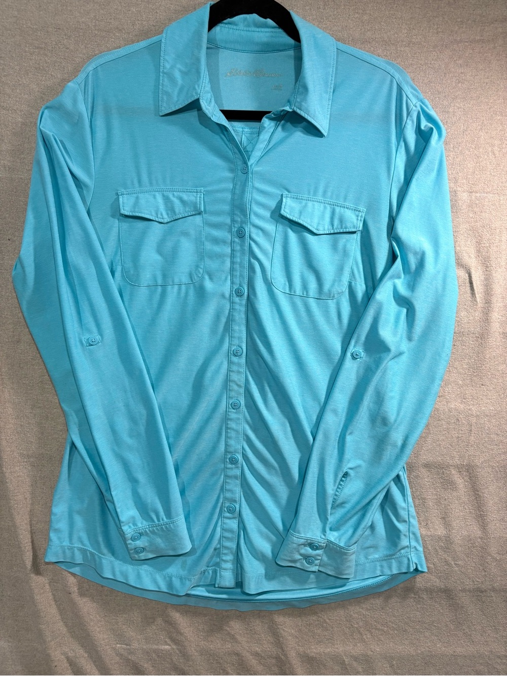 Eddie Bauer WoMen's Lightweight Button-Down Shirt in Aqua Blue